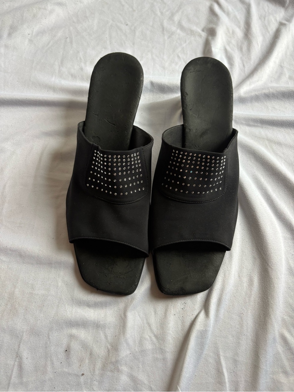 Black Studded kitten heel mules - Women